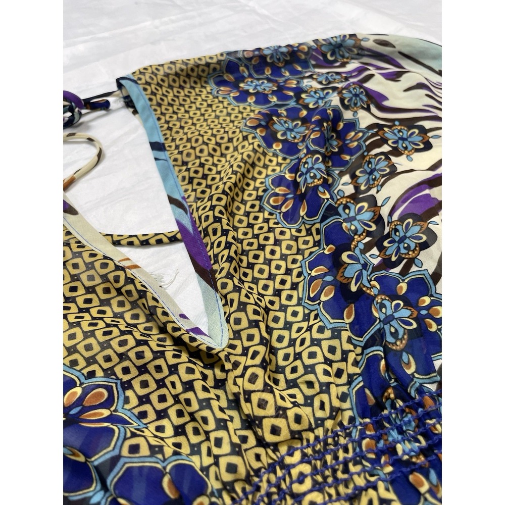 Vintage Y2K Multi-coloured boho‎ inspired butterfly sleeve top Women's Size S
